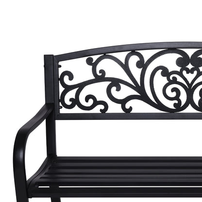 Wallaroo Steel Outdoor Garden Bench - Floral-Home &amp; Garden &gt; Garden Furniture-PEROZ Accessories