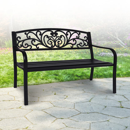 Wallaroo Steel Outdoor Garden Bench - Floral-Home &amp; Garden &gt; Garden Furniture-PEROZ Accessories