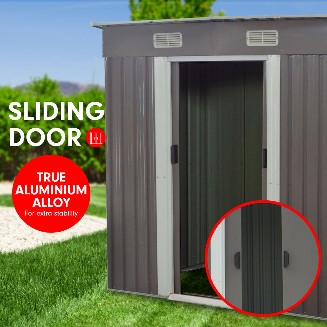 Wallaroo 4ft x 6ft Garden Shed with Base Flat Roof Outdoor Storage - Grey-Home &amp; Garden &gt; Storage-PEROZ Accessories