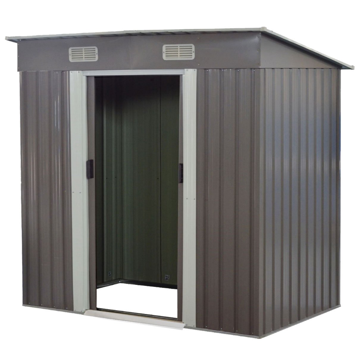 Wallaroo Garden Shed Flat 4ft x 6ft Outdoor Storage Shelter - Grey-Home &amp; Garden &gt; Storage-PEROZ Accessories