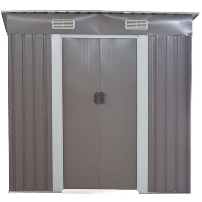 Wallaroo Garden Shed Flat 4ft x 6ft Outdoor Storage Shelter - Grey-Home &amp; Garden &gt; Storage-PEROZ Accessories