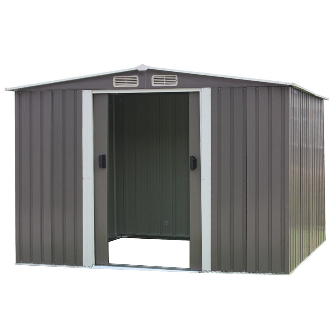 Wallaroo Garden Shed Spire Roof 6ft x 8ft Outdoor Storage Shelter - Grey-Home &amp; Garden &gt; Storage-PEROZ Accessories