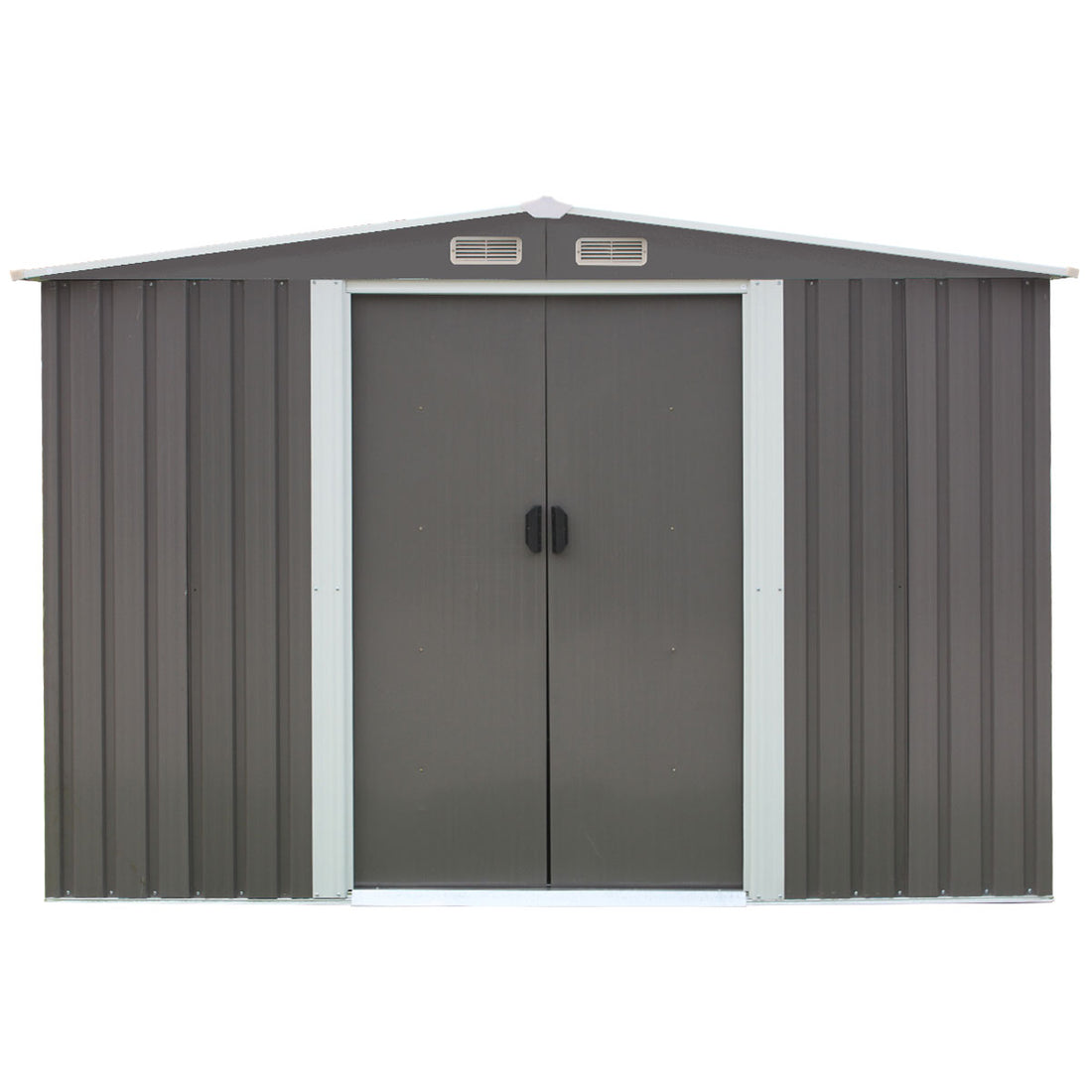 Wallaroo Garden Shed Spire Roof 6ft x 8ft Outdoor Storage Shelter - Grey-Home &amp; Garden &gt; Storage-PEROZ Accessories