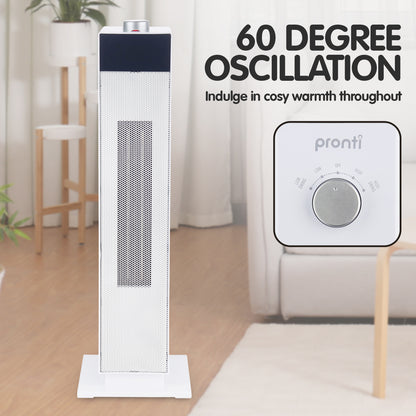 Pronti Electric Tower Heater PTC Ceramic 2000W White-Appliances &gt; Heaters-PEROZ Accessories