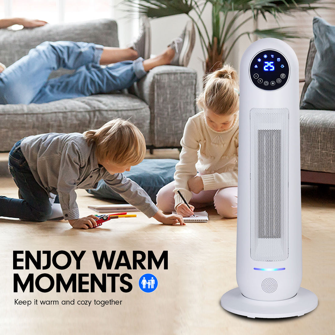Pronti Electric Tower Heater 2200W Remote Control - White-Appliances > Heaters-PEROZ Accessories