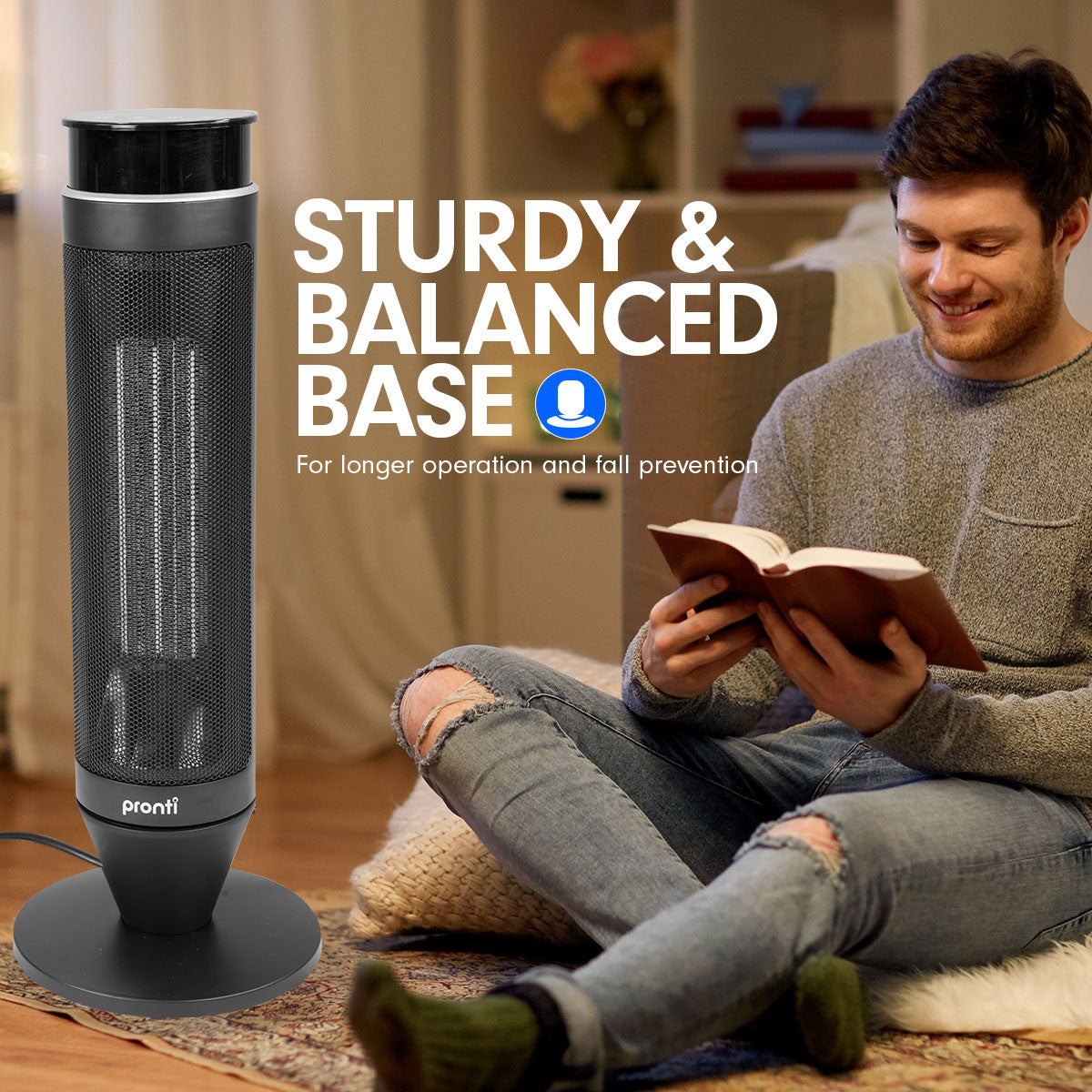 Pronti Electric Tower Heater 2000W Remote Portable - Black-Appliances &gt; Heaters-PEROZ Accessories