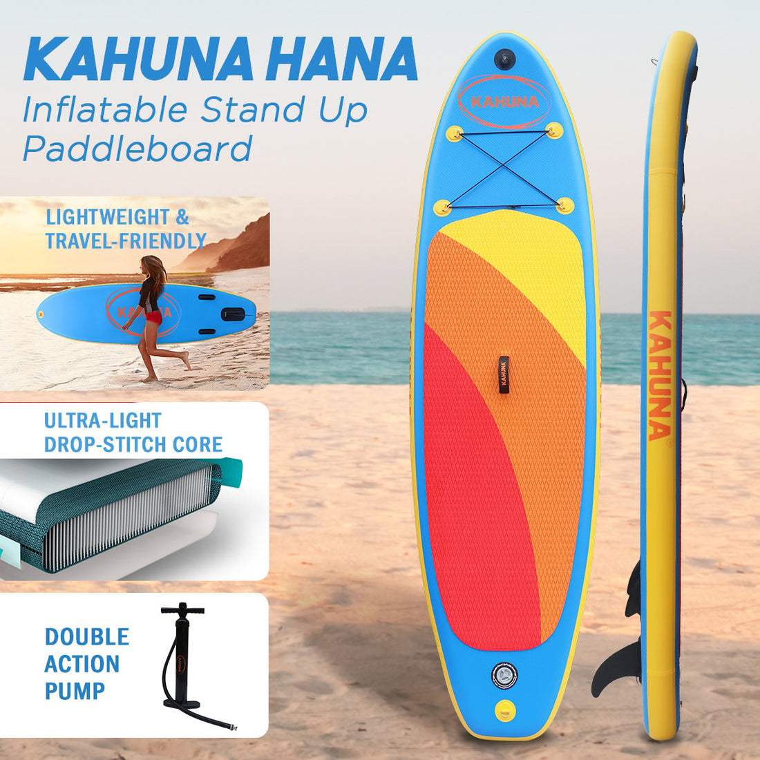 Kahuna Hana Inflatable Stand Up Paddle Board 10FT w/ iSUP Accessories-Outdoor &gt; Boating-PEROZ Accessories