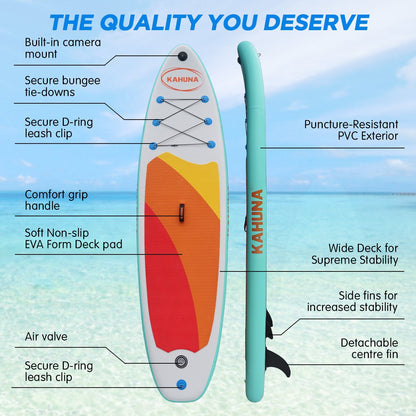 Kahuna Hana Inflatable Stand Up Paddle Board 11FT SUP Paddleboard-Outdoor &gt; Boating-PEROZ Accessories