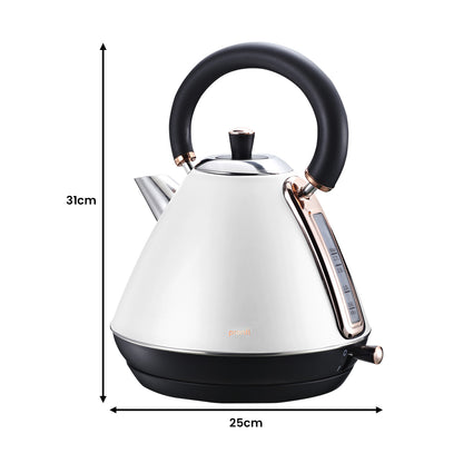 Pronti Rose Trim Collection Toaster &amp; Kettle Bundle - White-Appliances &gt; Kitchen Appliances-PEROZ Accessories