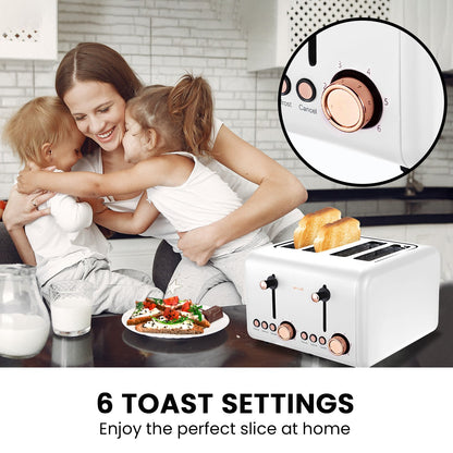 Pronti Rose Trim Collection Toaster &amp; Kettle Bundle - White-Appliances &gt; Kitchen Appliances-PEROZ Accessories