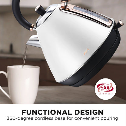 Pronti Rose Trim Collection Toaster &amp; Kettle Bundle - White-Appliances &gt; Kitchen Appliances-PEROZ Accessories