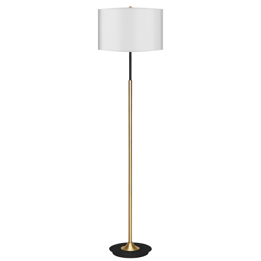Sarantino Metal Floor Lamp Brushed Brass Finish with White Shade-Home &amp; Garden &gt; Lighting-PEROZ Accessories