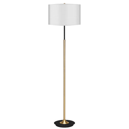 Sarantino Metal Floor Lamp Brushed Brass Finish with White Shade-Home &amp; Garden &gt; Lighting-PEROZ Accessories