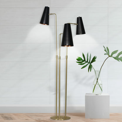 Sarantino Three Metal Shade Floor Lamp-Home &amp; Garden &gt; Lighting-PEROZ Accessories