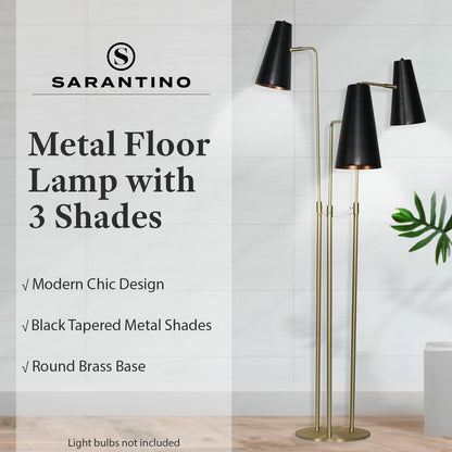 Sarantino Three Metal Shade Floor Lamp-Home &amp; Garden &gt; Lighting-PEROZ Accessories