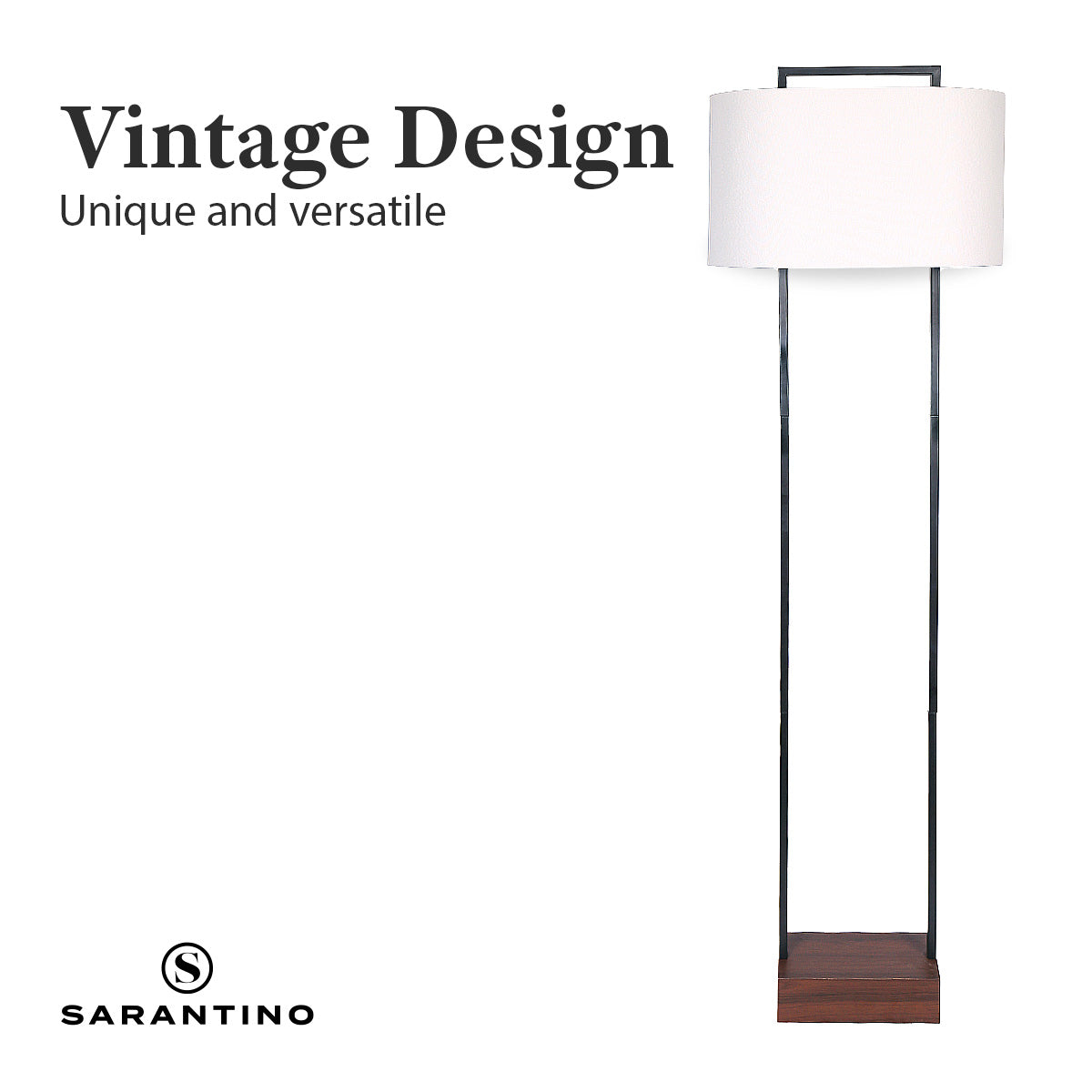 Sarantino Wood Floor Lamp in Cherry Finish-Home &amp; Garden &gt; Lighting-PEROZ Accessories