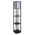 Sarantino Etagere Floor Lamp Diamond Look Fabric Shade Shelves Black-Home & Garden > Lighting-PEROZ Accessories