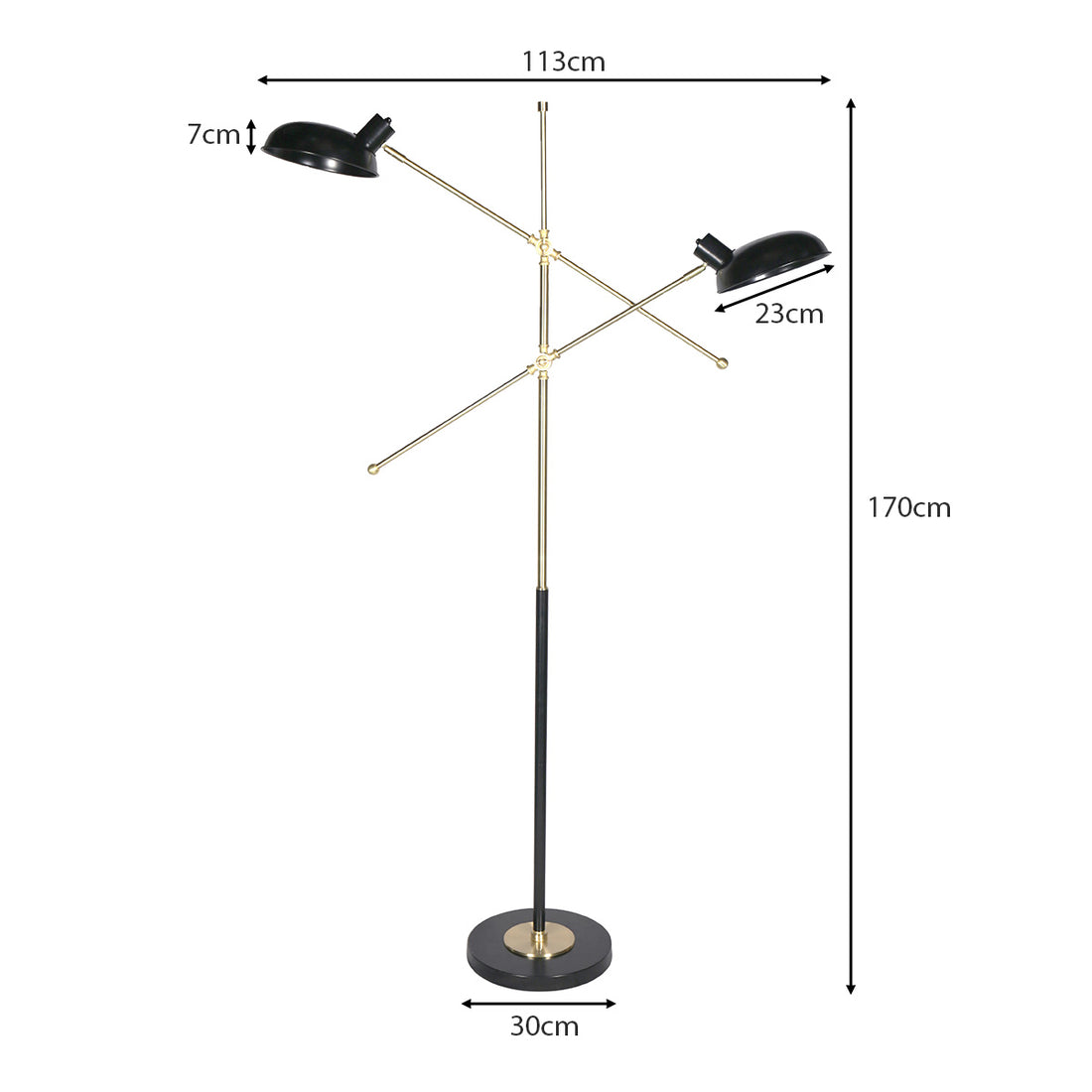 Sarantino Adjustable Two Light Lamp Black and Gold Finish-Home &amp; Garden &gt; Lighting-PEROZ Accessories