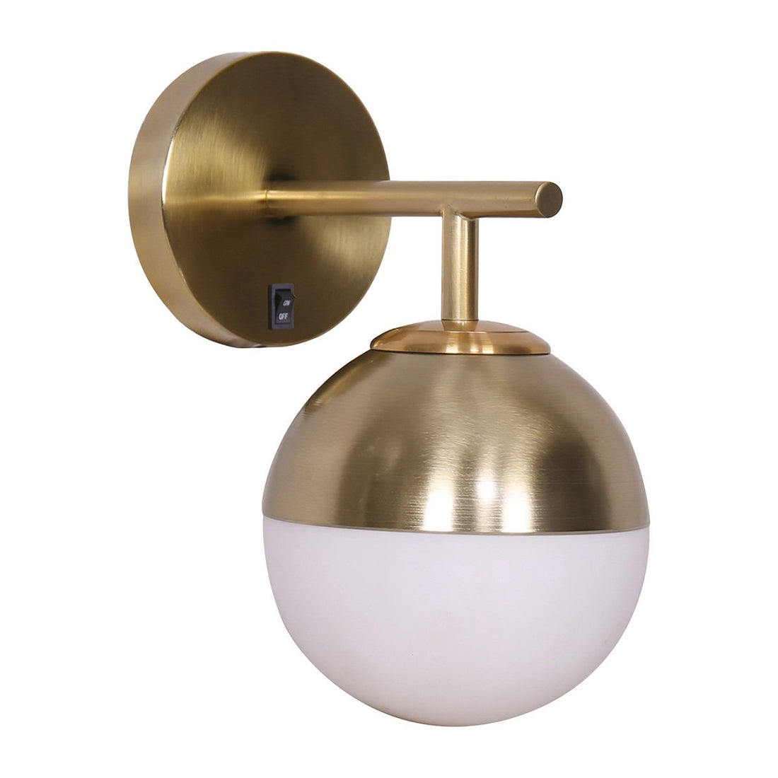 Sarantino Wall Lamp with Gold Metal Base and White Glass Shade-Home &amp; Garden &gt; Lighting-PEROZ Accessories