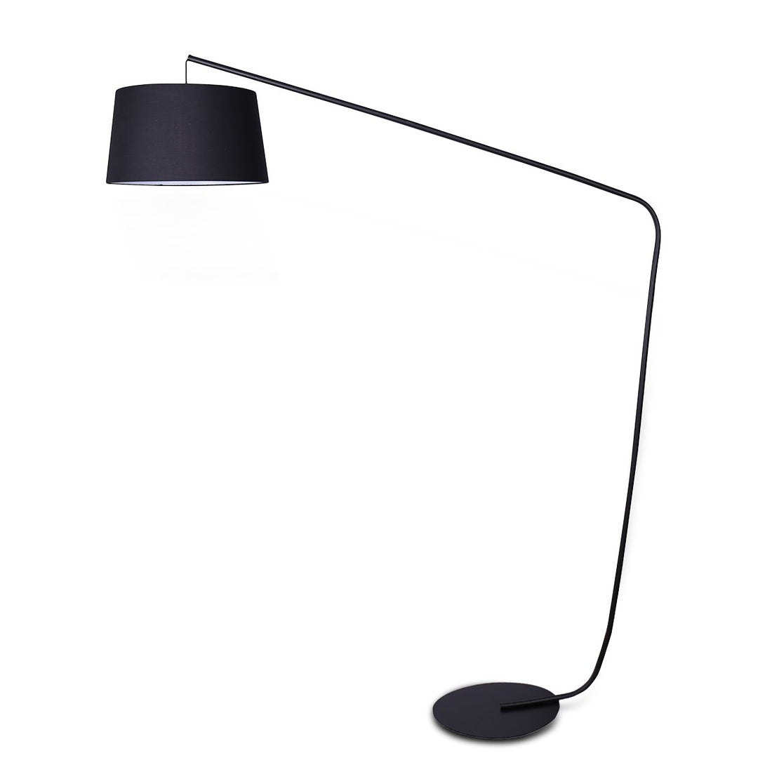 Sarantino Metal Arc Floor Lamp in Black Finish with Linen Taper Shade-Home &amp; Garden &gt; Lighting-PEROZ Accessories