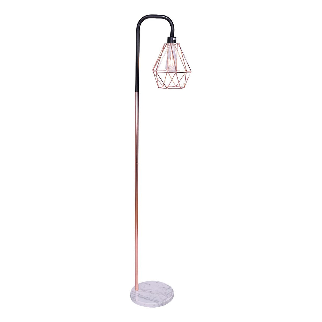 Sarantino Rose Gold Floor Lamp with Geometric Shade-Home &amp; Garden &gt; Lighting-PEROZ Accessories