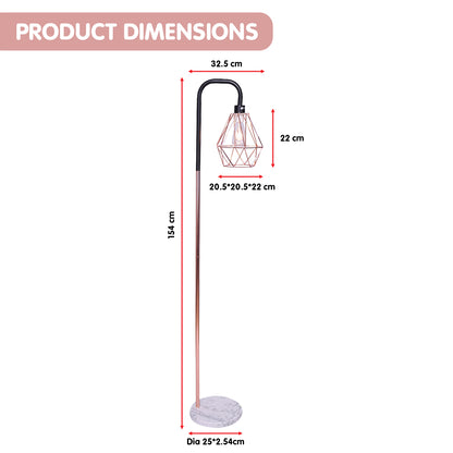 Sarantino Rose Gold Floor Lamp with Geometric Shade-Home &amp; Garden &gt; Lighting-PEROZ Accessories