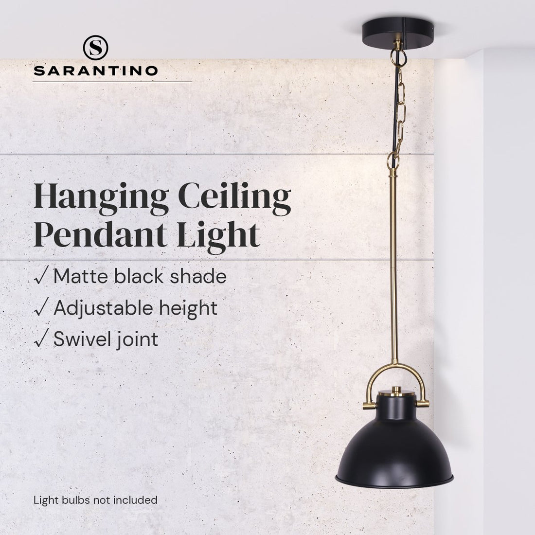 Sarantino Black and Gold Pendant Light-Home &amp; Garden &gt; Lighting-PEROZ Accessories