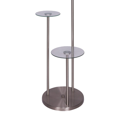 Sarantino Metal Floor Lamp with Glass Shelves-Home &amp; Garden &gt; Lighting-PEROZ Accessories