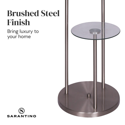 Sarantino Metal Floor Lamp with Glass Shelves-Home &amp; Garden &gt; Lighting-PEROZ Accessories
