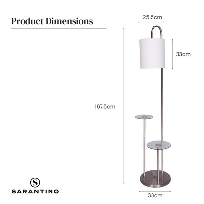 Sarantino Metal Floor Lamp with Glass Shelves-Home &amp; Garden &gt; Lighting-PEROZ Accessories