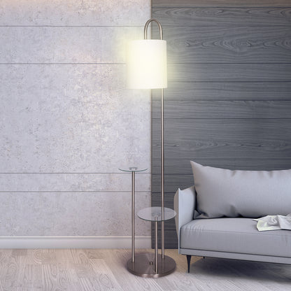 Sarantino Metal Floor Lamp with Glass Shelves-Home &amp; Garden &gt; Lighting-PEROZ Accessories