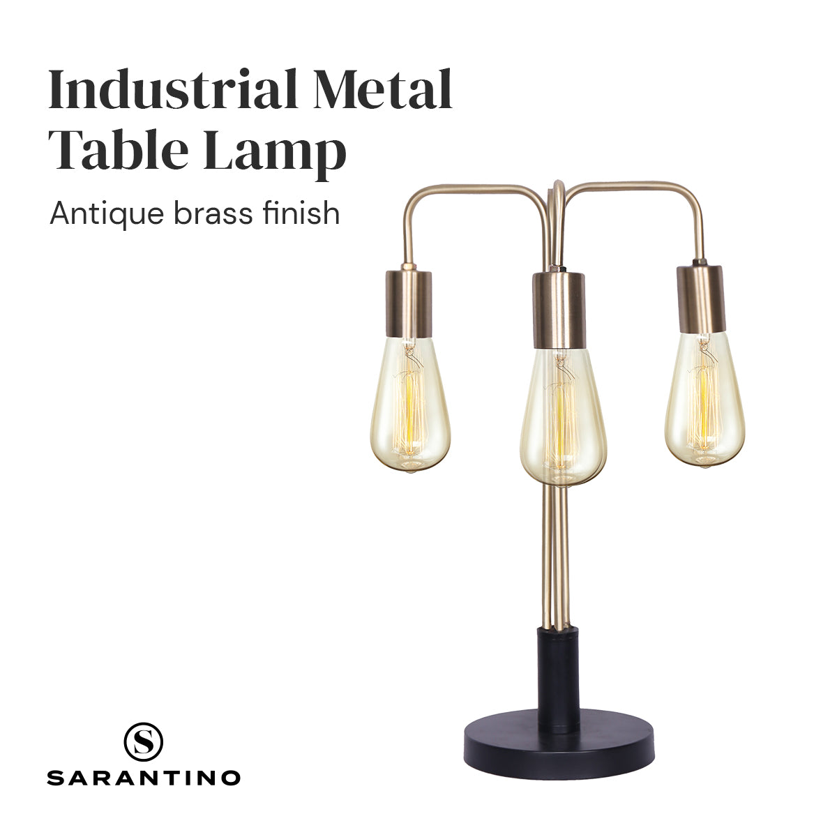 Sarantino Exposed Bulb Industrial Table Lamp-Home &amp; Garden &gt; Lighting-PEROZ Accessories