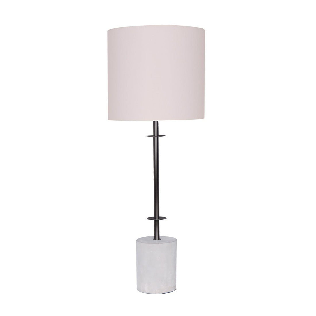 Sarantino Concrete &amp; Metal Table Lamp with Off-White Linen Shade-Home &amp; Garden &gt; Lighting-PEROZ Accessories