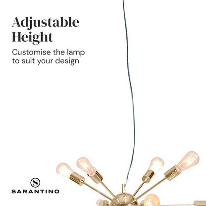 Sarantino 15-Light Sputnik Chandelier in Brass Finish-Home &amp; Garden &gt; Lighting-PEROZ Accessories
