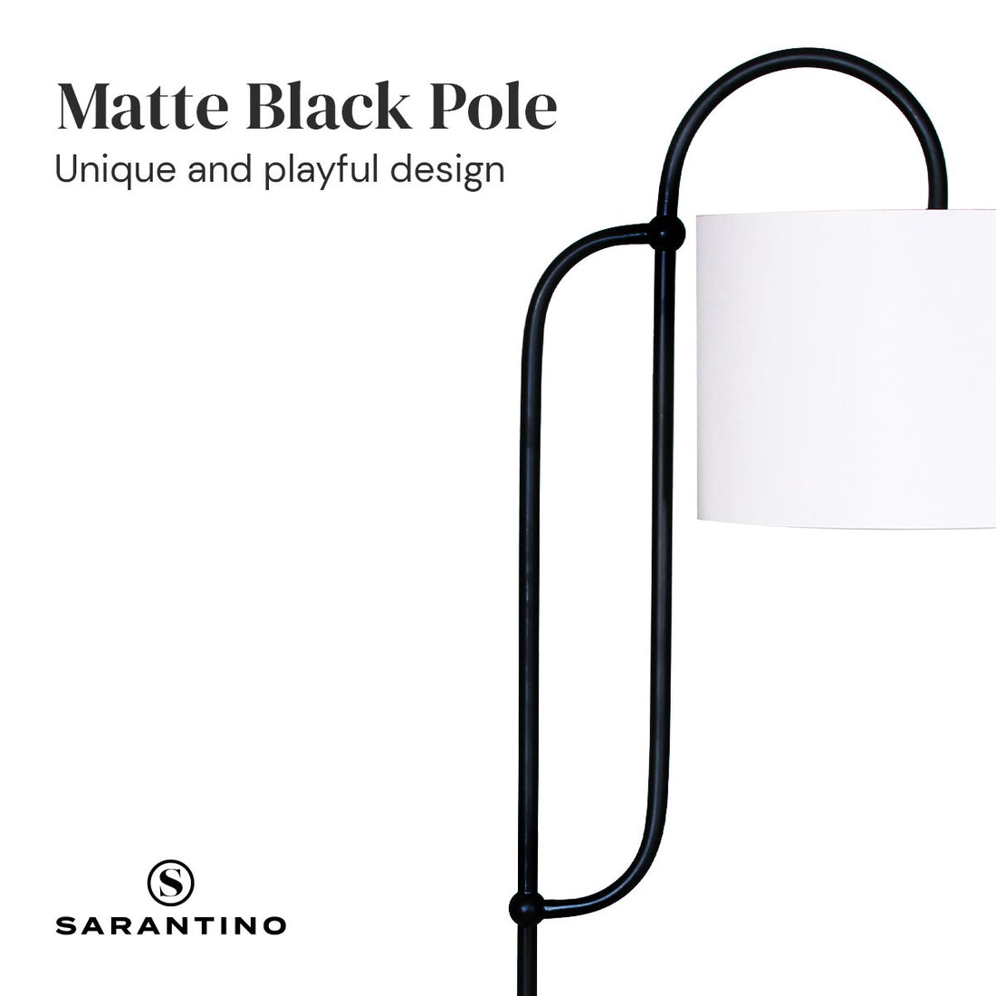 Sarantino Metal Floor Lamp with Marble Base &amp; Off-White Shade-Home &amp; Garden &gt; Lighting-PEROZ Accessories