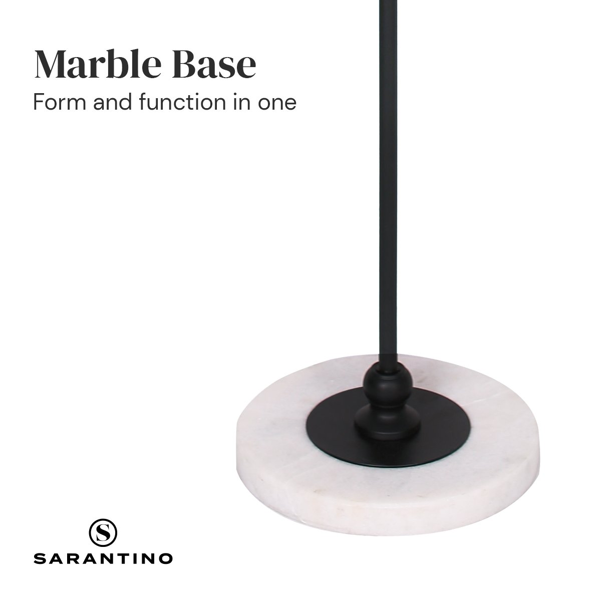 Sarantino Metal Floor Lamp with Marble Base &amp; Off-White Shade-Home &amp; Garden &gt; Lighting-PEROZ Accessories
