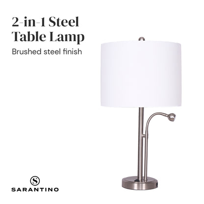 Sarantino 2-in-1 Table Lamp with LED Reading Light-Home &amp; Garden &gt; Lighting-PEROZ Accessories