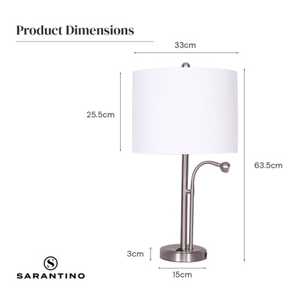 Sarantino 2-in-1 Table Lamp with LED Reading Light-Home &amp; Garden &gt; Lighting-PEROZ Accessories