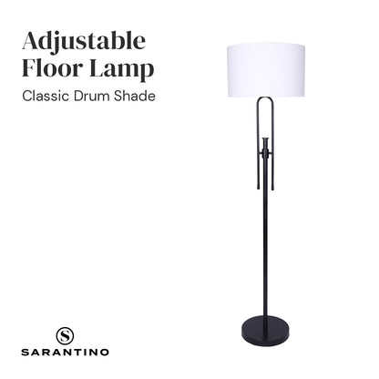 Sarantino Height-Adjustable Metal Floor Lamp Matte Black-Home &amp; Garden &gt; Lighting-PEROZ Accessories