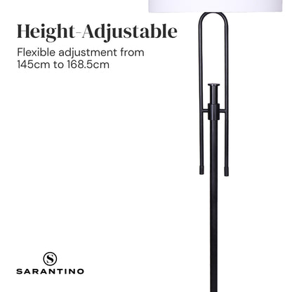 Sarantino Height-Adjustable Metal Floor Lamp Matte Black-Home &amp; Garden &gt; Lighting-PEROZ Accessories