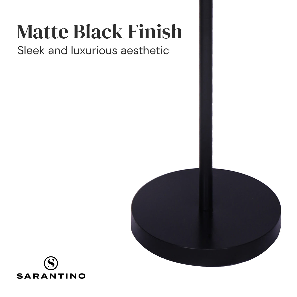 Sarantino Height-Adjustable Metal Floor Lamp Matte Black-Home &amp; Garden &gt; Lighting-PEROZ Accessories