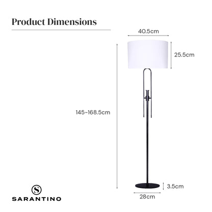 Sarantino Height-Adjustable Metal Floor Lamp Matte Black-Home &amp; Garden &gt; Lighting-PEROZ Accessories