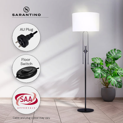 Sarantino Height-Adjustable Metal Floor Lamp Matte Black-Home &amp; Garden &gt; Lighting-PEROZ Accessories