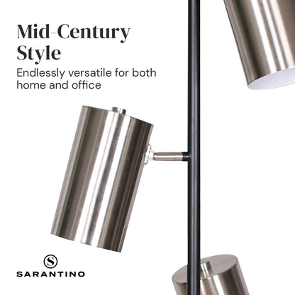 Sarantino 3-Shade Metal Floor Lamp Nickel &amp; Matte Black Finish-Home &amp; Garden &gt; Lighting-PEROZ Accessories