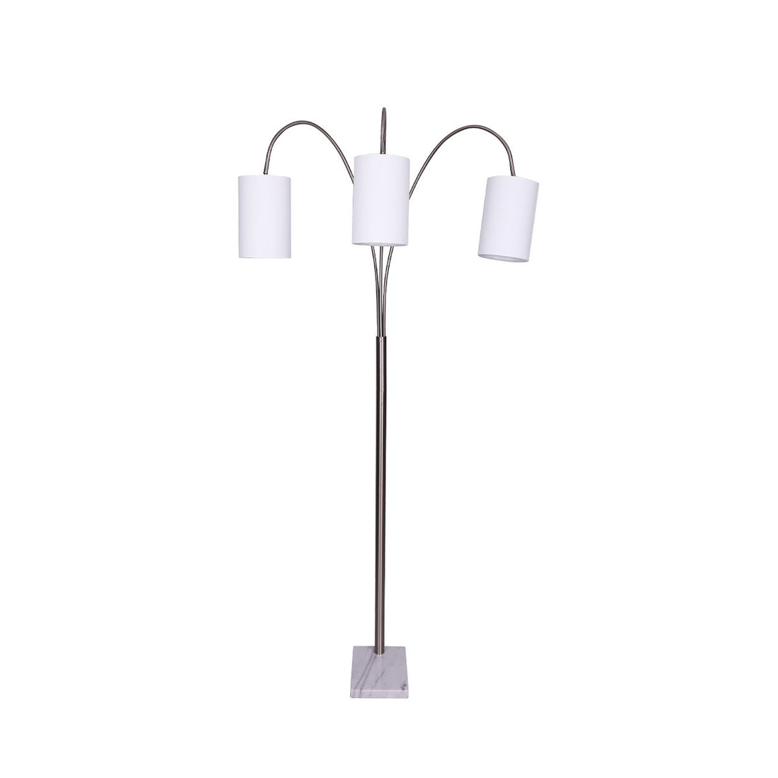 Sarantino 3-Light Metal Arc Floor Lamp - Nickel &amp; Marble Finish-Home &amp; Garden &gt; Lighting-PEROZ Accessories