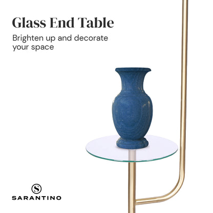 Sarantino Glass End Brass Finish Table Top Floor Lamp-Home &amp; Garden &gt; Lighting-PEROZ Accessories