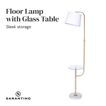 Sarantino Glass End Brass Finish Table Top Floor Lamp-Home &amp; Garden &gt; Lighting-PEROZ Accessories