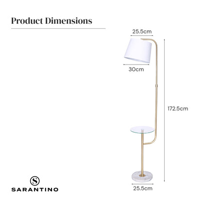 Sarantino Glass End Brass Finish Table Top Floor Lamp-Home &amp; Garden &gt; Lighting-PEROZ Accessories