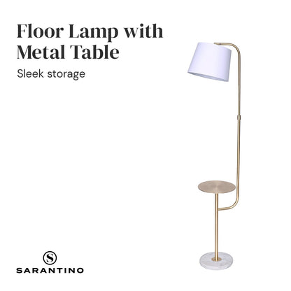 Sarantino Marble &amp; Metal End Table Top Floor Lamp-Home &amp; Garden &gt; Lighting-PEROZ Accessories