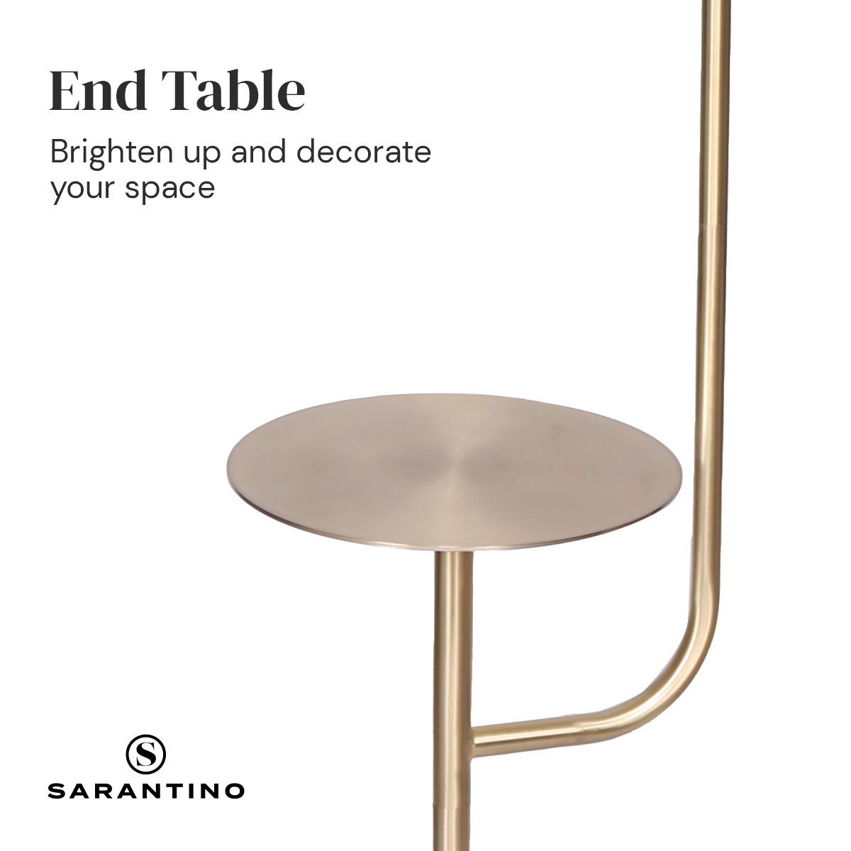 Sarantino Marble &amp; Metal End Table Top Floor Lamp-Home &amp; Garden &gt; Lighting-PEROZ Accessories